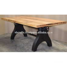 Industrial Crank Dining Table Double Gear Mechanism